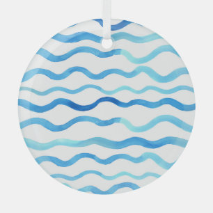 Ornement En Verre Vagues Aquarelle : bleu turquoise sans joint.