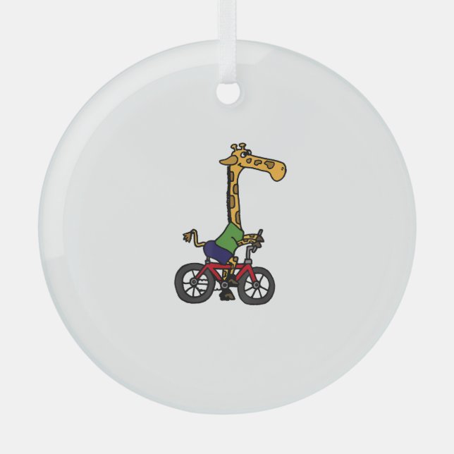 Ornement En Verre Vélo cool Giraffe équitation (Recto)