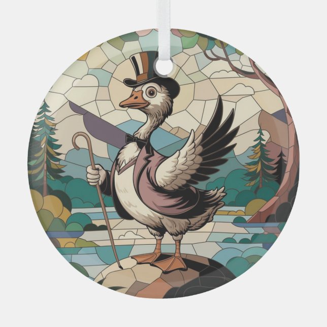 Ornement En Verre Verre Tiré Art, Verre Tiré Oie Silencieuse (Recto)