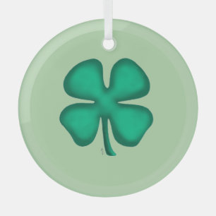 Ornement en verre vert Trèfle irlandais Lucky 4 Le