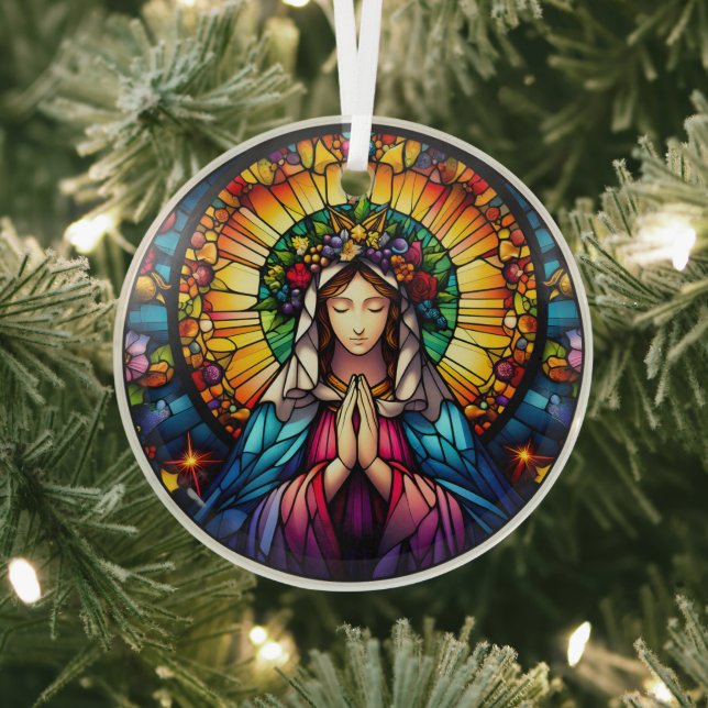 Ornement En Verre Vierge Vitrail Mary (Insitu)