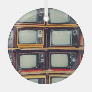 Ornement En Verre Vieux écran noir de télévision rétro