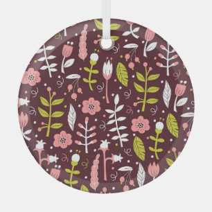 Ornement En Verre Vintage Doodle Floral sans couture Motif