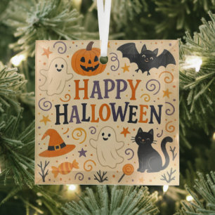 Ornement En Verre Vintage, mignonne chauve-souris d'halloween, fantô