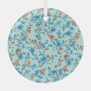 Ornement En Verre Vintage simple : Motif en tissu floral
