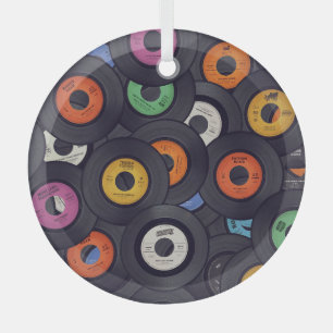Ornement En Verre Vintage Vinyl Records Arrière - plan de musique