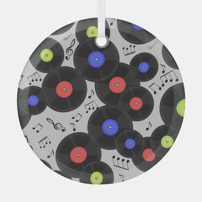 Ornement En Verre Vinyl Records : Music Note Motif (Recto)
