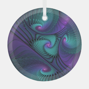 Ornement En Verre Violet Rencontre Turquoise Art Abstrait Moderne Fr