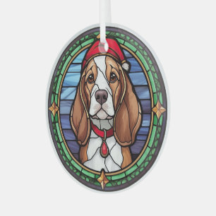 Ornement En Verre Vitrail de Noël Beagle