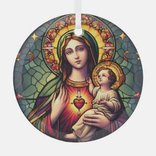 Ornement En Verre Vitre de Madonna et d'Enfant