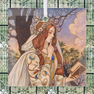 Ornement En Verre Vivien – Illustration d'une enchanteresse Art Nouv