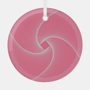 Ornement En Verre Vortex carré en relief, rose velours.