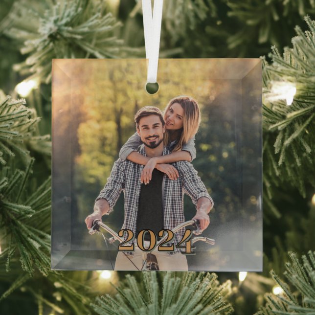 Ornement En Verre Votre photo Couples romantiques Noël (Insitu)