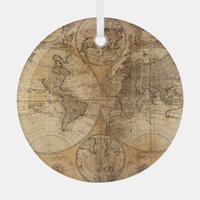 Ornement En Verre Voyage historique : 1746 Carte du monde (Recto)