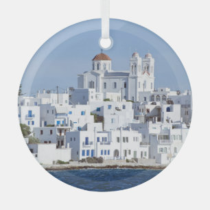 Ornement En Verre Vue sur l'île de Paros Village Naoussa