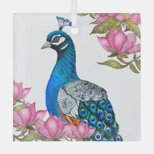 Ornement En Verre Watercolor peacock
