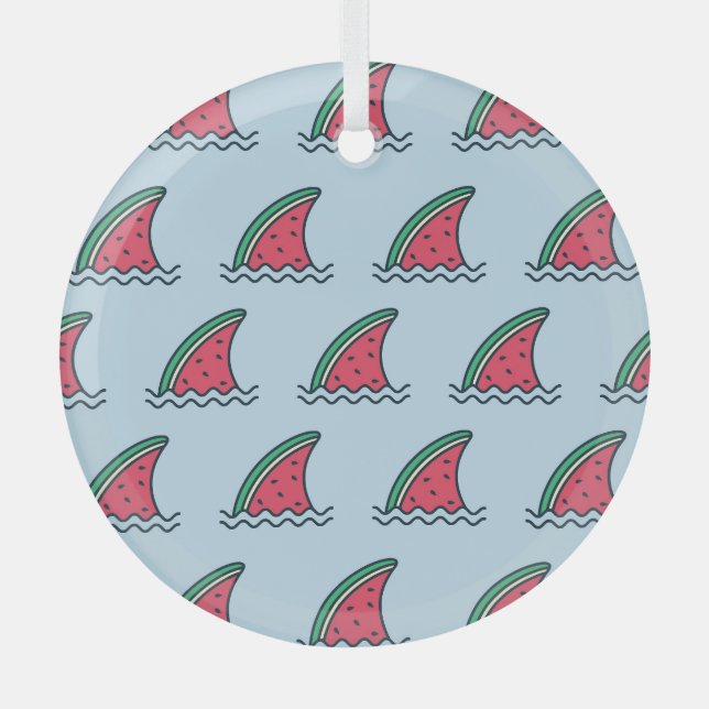 Ornement En Verre Watermelon shark : design motif vague. (Recto)