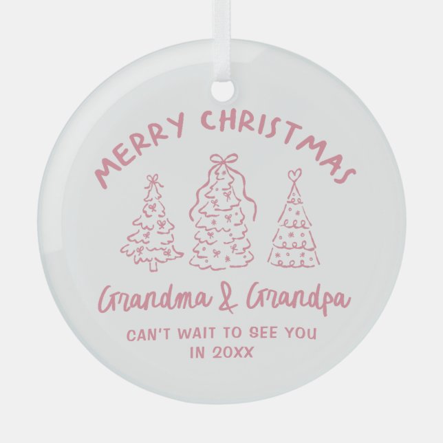 Ornement En Verre Whimsical Grandparents Pregnancy Announcement (Recto)