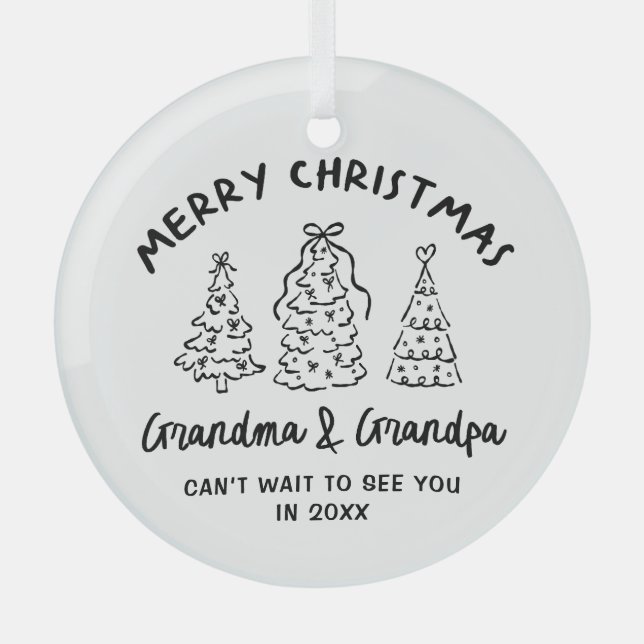 Ornement En Verre Whimsical Grandparents Pregnancy Announcement (Recto)