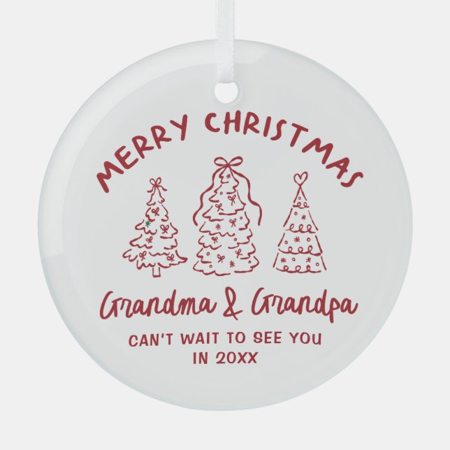 Ornement En Verre Whimsical Grandparents Pregnancy Announcement (Recto)
