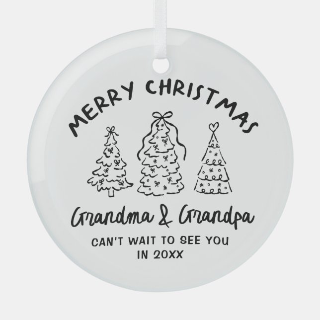 Ornement En Verre Whimsical Grandparents Pregnancy Announcement (Recto)