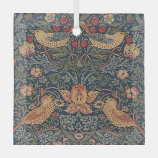 Ornement En Verre William Morris Fraise Voleurs Oiseaux (Recto)