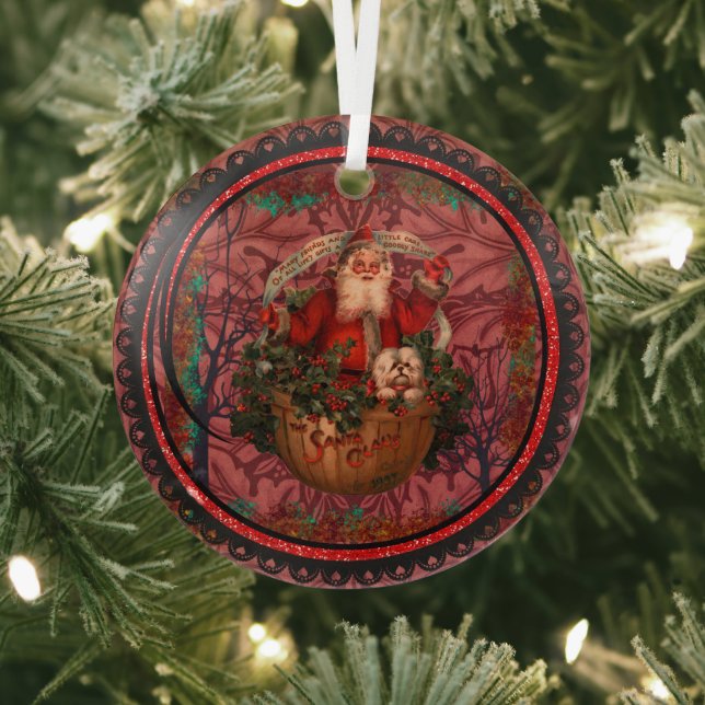 Ornement En Verre William * Morris Santa Claus Burgundy (Insitu)
