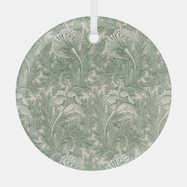 Ornement En Verre william morris tulip papier peint textile vert (Recto)