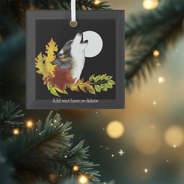 Ornement En Verre Wolf Howling Moon (Créateur téléchargé)