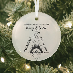 Ornement En Verre Xmas Pins Géométriques Extérieur Couple Engagé