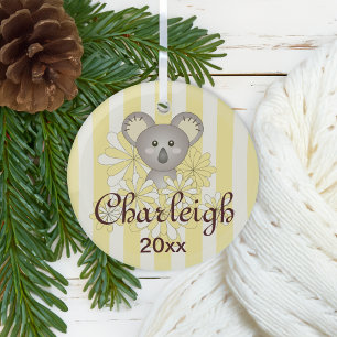 Ornement En Verre Yellow Stripe Cute Baby Koala Kids