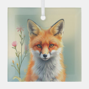 Ornement En Verre Yeux saisissants d'un renard roux rusé