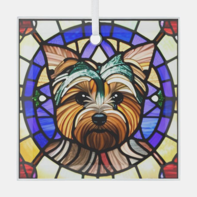 Ornement En Verre Yorkshire Terrier "Verre Tiré" (Recto)