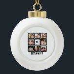 Ornement encadré de flocon de neige<br><div class="desc">Personnalisé Modern Best Mom Ever 8 Collage de photos. Customisez ce cadeau de jour pour maman avec 8 photos et abréviation comme BGE pour Best Grandma Ever, </div>