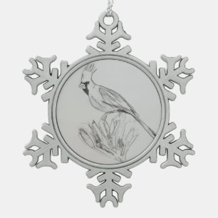 Ornement encadré de flocon de neige cardinal