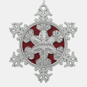 Ornement encadré de flocon de neige véritable de