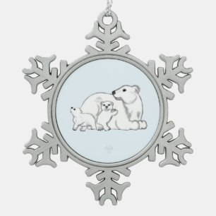 Ornement encadré flocon de neige Maman ours polair