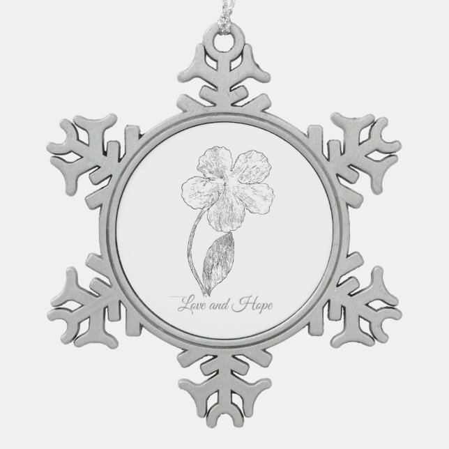 Ornement encadré flocon de neige Silver Tone Love  (Devant)