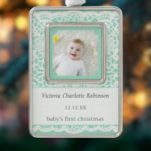 Premier Noël de bébé en dentelle verte Photo