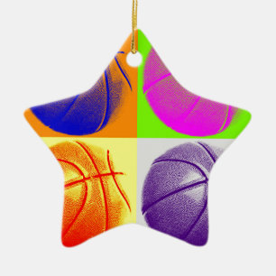 Ornement Étoile En Céramique 4 couleurs Pop Art Basketball