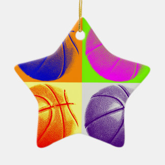 Ornement Étoile En Céramique 4 couleurs Pop Art Basketball