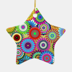 Ornement Étoile En Céramique Accessoire de mode tendance Psychedelique Fleur Po