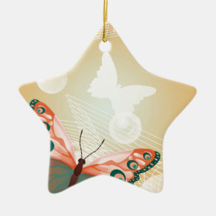 Ornement Étoile En Céramique Aloha Hawaiian Butterfly Mariage Love Art Destiny