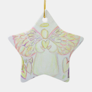 Ornement Étoile En Céramique Angel des Coeurs Art Pendentif Ornament