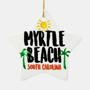 Ornement Étoile En Céramique Aquarelle de Myrtle Beach