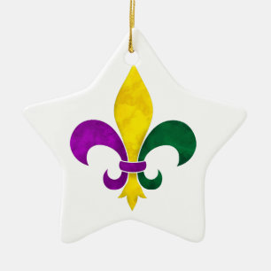 Ornement Étoile En Céramique aquarelle fleur de lis