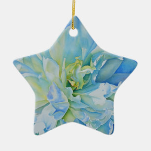 Ornement Étoile En Céramique Aquarelle florale sarcelle bleue élégante