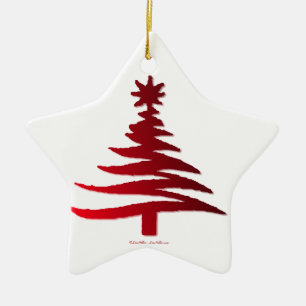 Ornement Étoile En Céramique Arbre de Noël Rouge