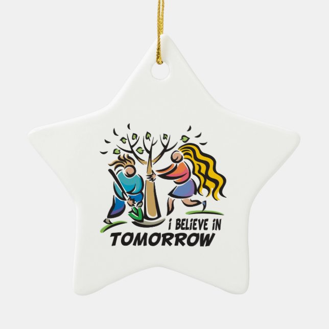 Ornement Étoile En Céramique Arbres pour le demain (Devant)