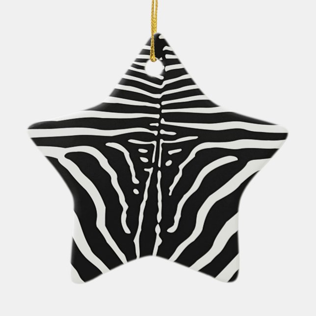 Ornement Étoile En Céramique Authentic Zebra Skin Print - noir blanc strié (Devant)